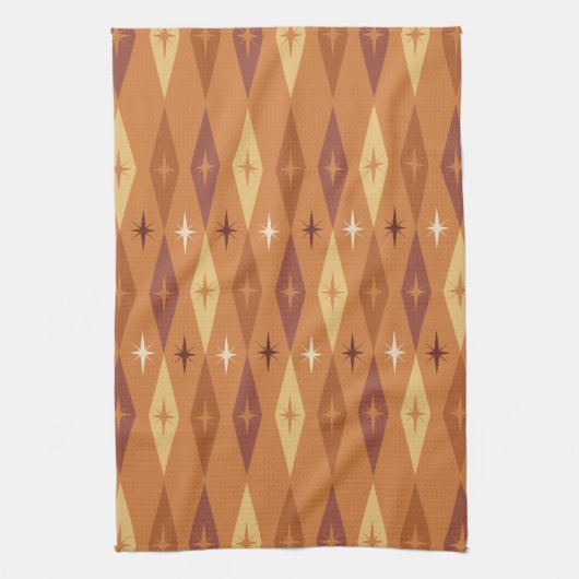 Atomic 1950's Diamonds Stars Sinaasappel Theedoek (Verticaal)