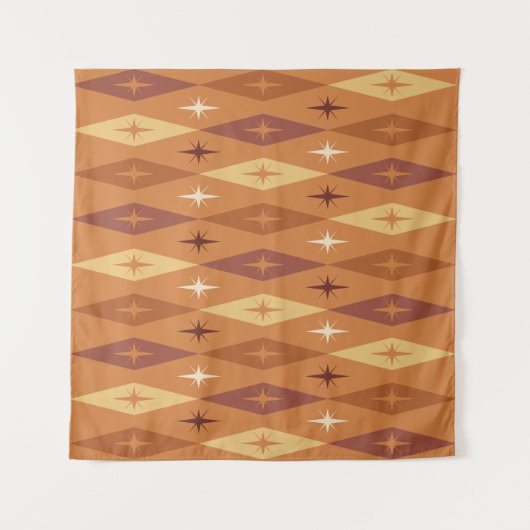 Atomic 1950's Diamonds Stars Sinaasappel Wandkleed (Voorkant (horizontaal))