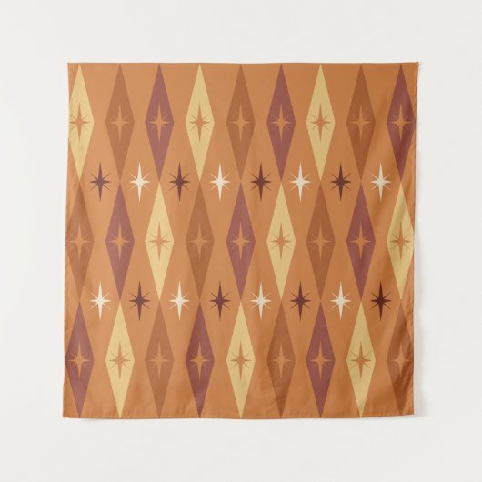 Atomic 1950's Diamonds Stars Sinaasappel Wandkleed (Voorkant)