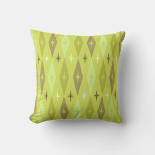 Atomic 1950's Diamonds Sterren Chartreuse Kussen