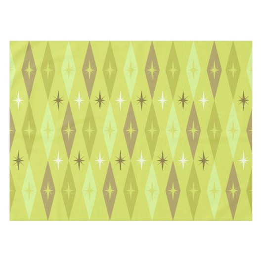 Atomic 1950's Diamonds Sterren Chartreuse Tafelkleed (Voorkant (Horizontaal))