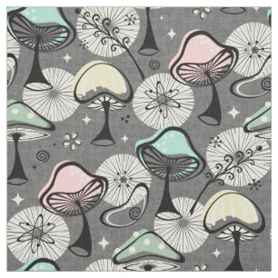 Atomic 50s Mid Mod Mushrooms Grijs ©studioxtine Stof