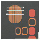 Atomic Abstract Barkcloth Black Burnt Oranje Stof (Close Up)