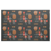 Atomic Abstract Barkcloth Black Burnt Oranje Stof (Fat Quarter)