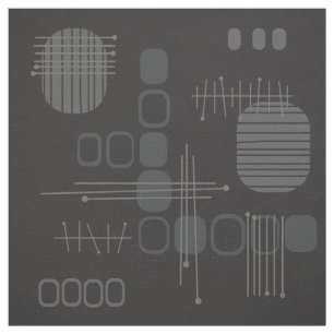 Atomic Abstract Barkcloth Black Stof