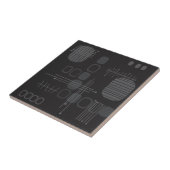 Atomic Abstract Barkcloth Black Tegeltje (Zijkant)