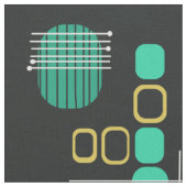 Atomic Abstract Barkcloth Black Turquoise Stof (Close Up)