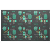 Atomic Abstract Barkcloth Black Turquoise Stof (Fat Quarter)