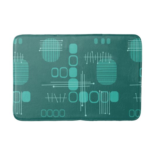 Atomic Abstract Barkcloth Blauwgroen Badmat (Voorkant)