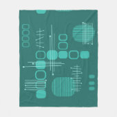Atomic Abstract Barkcloth Blauwgroen Fleece Deken (Voorkant)
