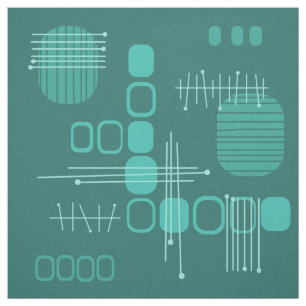 Atomic Abstract Barkcloth Blauwgroen Stof