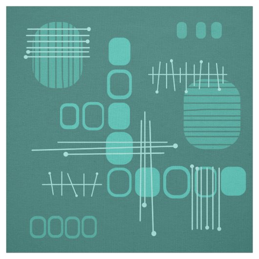 Atomic Abstract Barkcloth Blauwgroen Stof (Swatch)