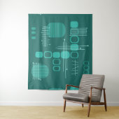 Atomic Abstract Barkcloth Blauwgroen Wandkleed (In situ)