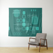 Atomic Abstract Barkcloth Blauwgroen Wandkleed (In Situ (horizontaal))