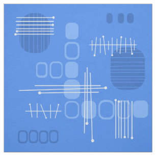 Atomic Abstract Barkcloth Blue Stof