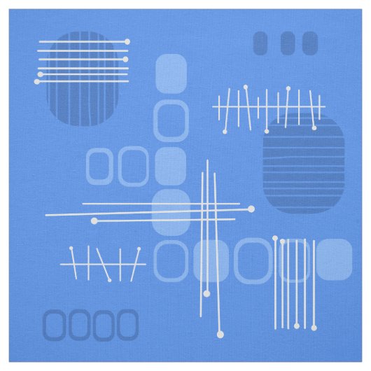 Atomic Abstract Barkcloth Blue Stof (Swatch)