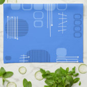 Atomic Abstract Barkcloth Blue Theedoek (Gevouwen)