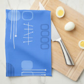 Atomic Abstract Barkcloth Blue Theedoek (Quarter Fold)