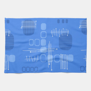Atomic Abstract Barkcloth Blue Theedoek
