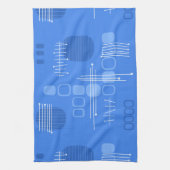 Atomic Abstract Barkcloth Blue Theedoek (Verticaal)