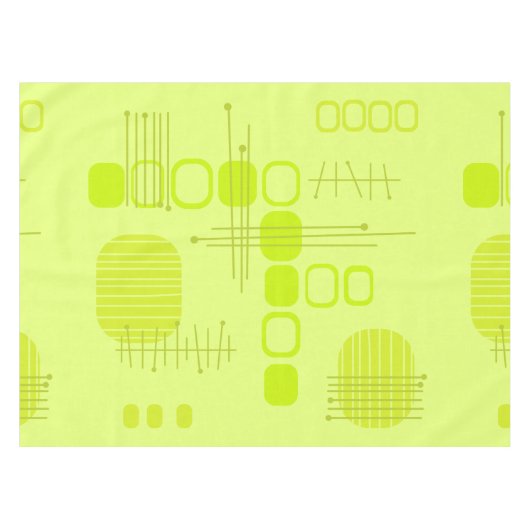 Atomic Abstract Barkcloth Chartreuse Tafelkleed (Voorkant (Horizontaal))