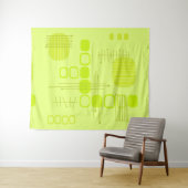 Atomic Abstract Barkcloth Chartreuse Wandkleed (In Situ (horizontaal))
