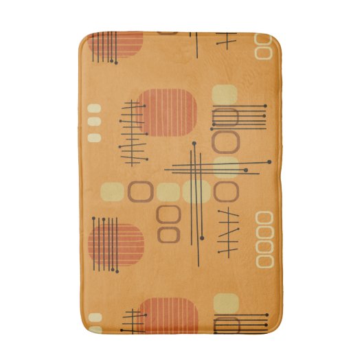 Atomic Abstract Barkcloth Ochre Badmat (Voorkant Verticaal)