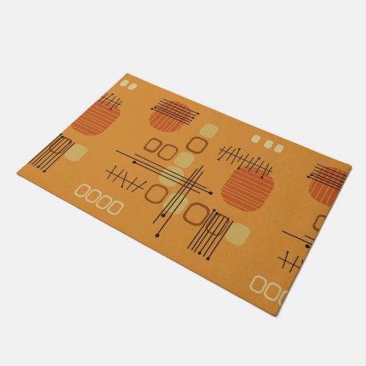 Atomic Abstract Barkcloth Ochre Deurmat (Schuin)