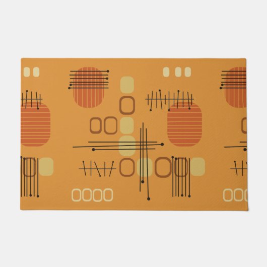 Atomic Abstract Barkcloth Ochre Deurmat (Voorkant)