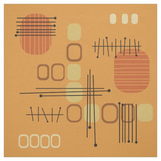 Atomic Abstract Barkcloth Ochre Stof (Swatch)