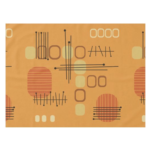 Atomic Abstract Barkcloth Ochre Tafelkleed (Voorkant (Horizontaal))