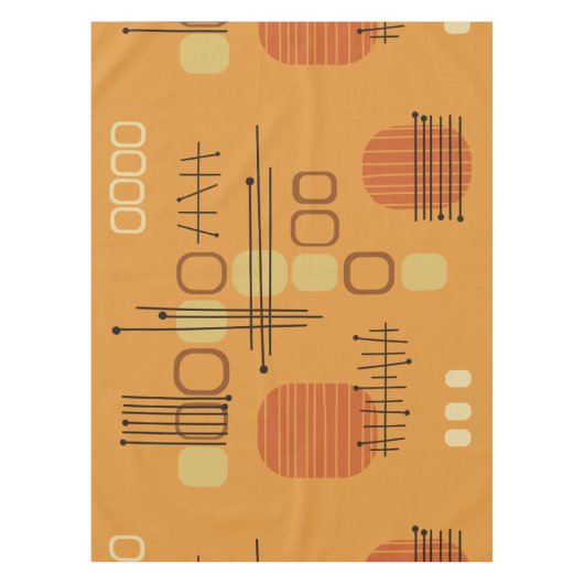 Atomic Abstract Barkcloth Ochre Tafelkleed (Voorkant)