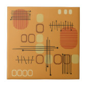 Atomic Abstract Barkcloth Ochre Tegeltje (Voorkant)