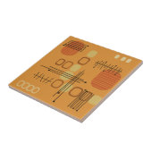 Atomic Abstract Barkcloth Ochre Tegeltje (Zijkant)