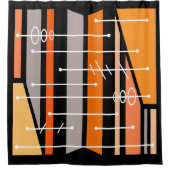 Atomic Abstract Geometric Art Zwart Sinaasappel Douchegordijn (Voorkant)
