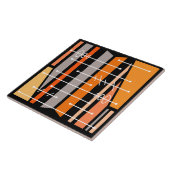 Atomic Abstract Geometric Art Zwart Sinaasappel Tegeltje (Zijkant)