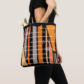 Atomic Abstract Geometric Art Zwart Sinaasappel Tote Bag (Dichtbij)
