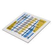 Atomic Abstract Geometrisch Art Blauw Goud Tegeltje (Zijkant)