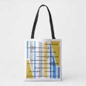 Atomic Abstract Geometrisch Art Blauw Goud Tote Bag (Voorkant)