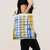Atomic Abstract Geometrisch Art Blauw Goud Tote Bag (Dichtbij)