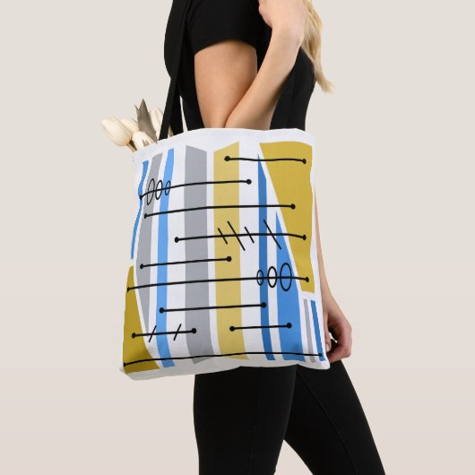 Atomic Abstract Geometrisch Art Blauw Goud Tote Bag (Dichtbij)