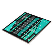 Atomic Abstracte geometrische kunst zwart turquois Tegeltje (Zijkant)