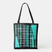 Atomic Abstracte geometrische kunst zwart turquois Tote Bag (Achterkant)