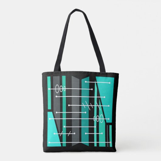 Atomic Abstracte geometrische kunst zwart turquois Tote Bag (Achterkant)