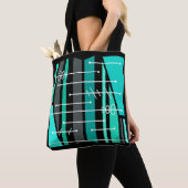 Atomic Abstracte geometrische kunst zwart turquois Tote Bag (Dichtbij)