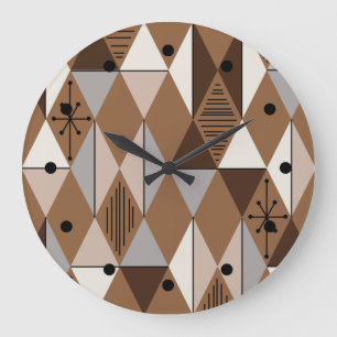 Atomic Age Art Diamonds Brown Grote Klok