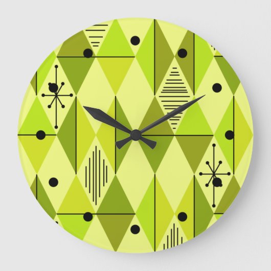 Atomic Age Art Diamonds Chartreuse Grote Klok (Voorkant)
