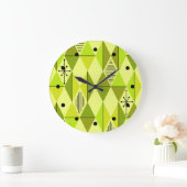 Atomic Age Art Diamonds Chartreuse Grote Klok (Huis)