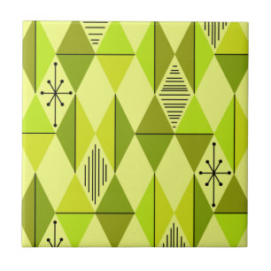 Atomic Age Art Diamonds Chartreuse Tegeltje