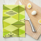 Atomic Age Art Diamonds Chartreuse Theedoek (Quarter Fold)